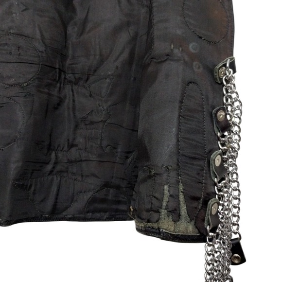 Vtg Harley Davidson Leather Biker Chain Vest Patch Pins Motorcycle - Picture 3 of 6